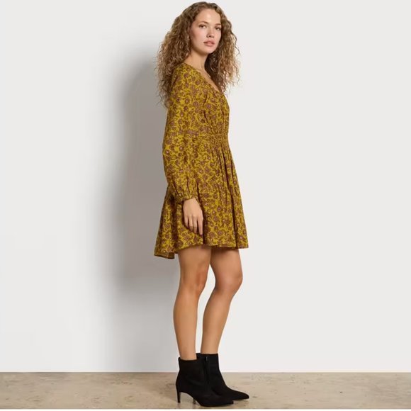 NWT SAM EDELMAN LORA MINI DRESS IN GOLDEN SPRIG -OLIVE OIL XS - Picture 6 of 10